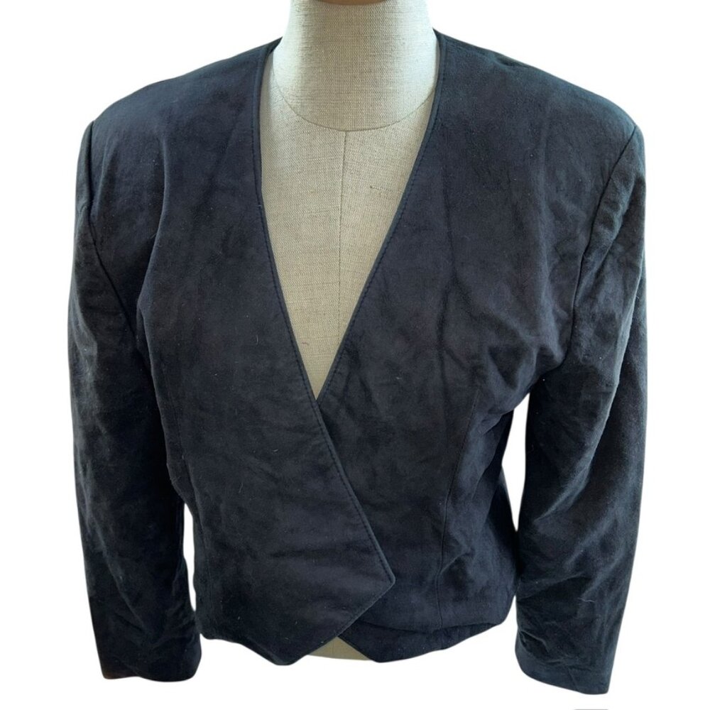 Vintage charcoal leather suede seamless cropped jacket L no tags